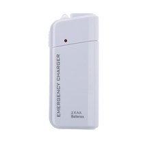 STK USB 흰색 비상 휴대용 2AA 충전기 휴대 전화, 설명, 설명, 화이트
