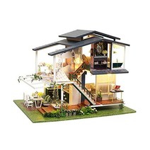 Spilay 나무 가구 스필레이 DIY 인형의 집 미니어처 LED & 뮤직박스가 포함된 인형하우스 키트 큰 일본식 마당 모델 성인 친구 애호가 1:24 스케일 크리에이티브 룸 선물, 음악 먼지가 있는 모네 가든 A081