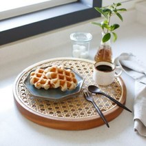 체리하우스 라탄 케인 트레이 원형 - 대 (약 30cm) 1p, 단품
