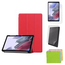 강화유리필름2장+후면쉴드 갤럭시탭A7 라이트 8.7 북커버 케이스 SM-T220 T220N T225 T225N Lite 삼성 케이스나라, 레드+강화유리2장+후면쉴드
