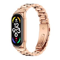 미밴드 5 호환 스트랩 Mi 밴드 7 Xiao mi 6 금속 NFC 4 3 글로벌 팔찌, [01] for mi band 7, [16] 3 Bead CS RoseGold