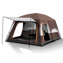 패밀리캠핑족을 위한 거실형 텐트 캠핑족을 위한 대형 리빙쉘 브라운캠핑텐트 방수텐트 야영텐트 캠핑용품 대형텐트 리빙쉘텐트 타프일체형 패밀리텐트 감성텐트, 본상품