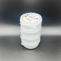 프리미엄 원형 밀폐용기 S 70ml 4개입 신선 보관 용량 눈금 표시 일제 다용도 수납함 냉장고 정리