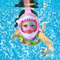 루다코리아 아동용 상어 스노쿨링 마스크 핑크 유아 풀페이스, 단품