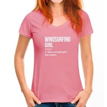 서핑 바디 보드 신제품 Windsurfing Girl 라운드넥 반팔 티셔츠 여성용 재미 있는 윈드서핑 보드 코튼 상, 09 WoMen Deep pink_01 XXS