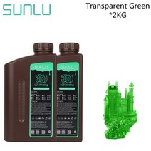 레진 아트 공예 레진몰드 에폭시레진 SUNLU-405nm UV 수지 3D 프린터 고정밀 2KG 2L 액체 병 LCD 재료 광폴리머 낮은 냄새, [06] Tranparent Green 2KG