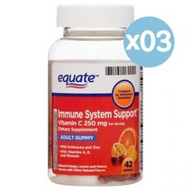 Equate 이퀘이트 비타민 C 구미 200mg 이뮨 서포트 42개입 3팩 Immune System Support Vitamin Gummies