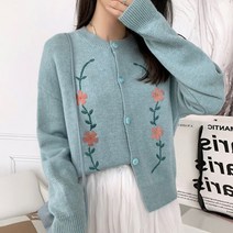 우아한 플라워자수 부드러운 촉감 데일리 가디건