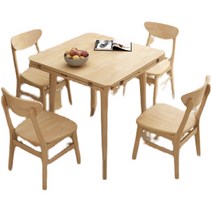 확장형식탁 4인용식탁 접이식 원형 원목 식탁 의자 세트, 테이블과의자4(원목색상)130x130x74cm