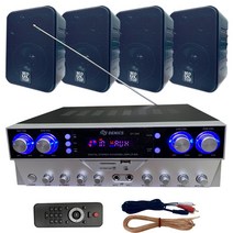 매장앰프 DY-340 체널별 (4체널) 음량조절 블루투스/FM라디오/MP3 - STM, (2) DY340 앰프 SS400P 스피커4개