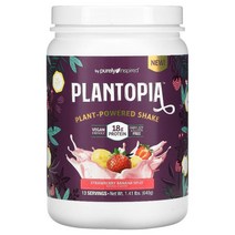 Purely Inspired (퓨얼리 인스파이어드) Plantopia Plant-Powered Shake Strawberry Banana Split 1.41 lbs (640 g) US 직배송