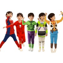 (정품) 마블 토이스토리 히어로 아이언맨 스파이더맨 헐크 우디 버즈 유아 아동 어린이 주니어 키즈 남아 긴팔 실내복 잠옷 할로윈 내의 내복 세트