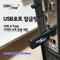 [LANstar] USB포트 잠금장치 USB A타입 커넥터 4개 포함 세트 (블루) [20160] LS-USBLOCK-B-SET, 색상