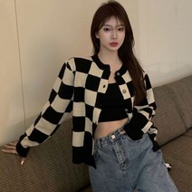 겨울쿨톤 사각체크 체크무늬 데일리가디건 블랙