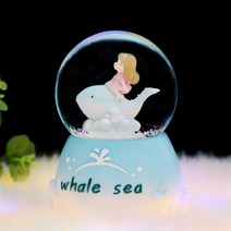 새로운 바람 소녀 심장 돌고래 소녀 음악 눈 높은 투명 유리 수정 구슬 오르골 대신 한 조각, 푸른 돌고래 소녀, 2161NC 대형 100 눈 + 내부 회전 + 랜턴