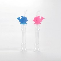 낱개 돌고래 캐릭터 슬러시 병 슬러쉬 보틀 용기 빨대 토네이도 글라스 컵 전통시장, 핑크