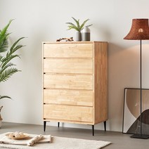 오목샘 고무나무 원목 안방 침실 와이드 서랍장 다용도 슬림 옷 수납장 5단 600 800, 가로 사이즈 600