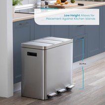 Home Zone Living 60리터(16갤런) 주방 쓰레기통 재활용 콤보 .. 정품보장, Silver