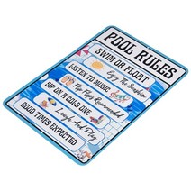 도로명주소판 건물주소 명패 풀 규칙 빈티지 금속 플레이트 she shed tin 징후 funny beach place rules words 금속 징후 바 클럽 온수 욕조 장식, 하얀