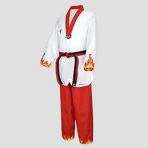 무스포 태권도 불꽃도복 적색 태권도도복 쿨다운소재