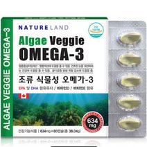 네이처랜드 식물성 오메가3 오일 플랑크톤 비타민D 혈행개선 등푸른생선 기억력 영양제, 1개, 60캡슐