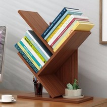 스탠드형 트리 책상 정리 보조 3단 DIY 책꽂이 선반, 브라운