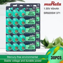 원격조정 리모컨 30pcs MURATA 45mAh AG6 371 SR920SW LR920 171 370 L921 LR69 SR920 SR69 1.55V 버튼 셀 시계 실버 산화물, 한개옵션0