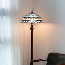 스테인드 글라스 2등 장 스탠드/램프포함, 로즈(하얀빛)