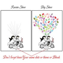 스크랩북 소박한 양장본 위한 용품 게스트 사용자 정의 이름 날짜 귀여운 만화 캐릭터 결혼식 지문 서명 책 그림 프레임 없음 잉크 패드 포함, [04] 50x70cm No Frame, [29] HK058