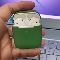 감각적인 에어팟케이스 실리콘 가죽 빈티지 명품 apple airpods tpu 이어폰 용 케이스 보호 커버 air pods 2 용 소프트 커버, 머스타드그린