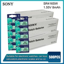 500PCS 소니 오리지널 337 SR416SW 1.55V 실버 산화물 시계 배터리 LR416 SB-A5 버튼 코인 셀 MADE IN JAPAN