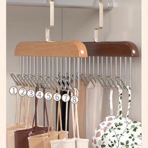 다용도 미끄럼방지 옷걸이 튼튼한 옷걸이행거 원목 다중 훅 옷걸이, 원목*10
