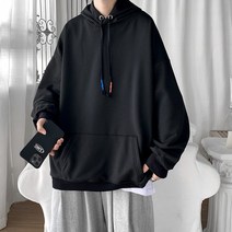 남성 오버핏 후드 티 집업 빅사이즈 맨투맨 스트리트웨어 봄 패션 캐주얼 단색 여성용 오버 사이즈 스웨트 셔츠