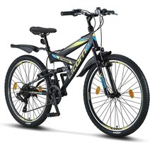리콘 프리미엄 MTB 산악 자전거 바이크 26인치 휠 21단 기어 블랙블루, 상품선택