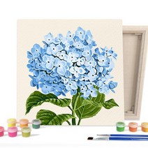 DIY 페인팅 그림 그리기 색칠하기 수채화 블루 수국 25X25, 없음