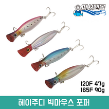 포퍼 120F 47g / 165F 90g 플로팅 파핑낚시 탑워터 빅게임 포퍼 빅베이트 헤이주디 빅마우스, 레인보우, 120F(47g)
