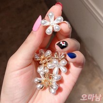 오마남 헤어 머리 앞머리 진주 미니 집게 핀 4개 1세트