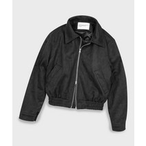 PLACE STUDIO 비건 투웨이 블루종 스웨이드 밴딩 점퍼 자켓 [블랙] Vegan Two-way Blouson Suede Banding Jumper Jacket [BLACK]