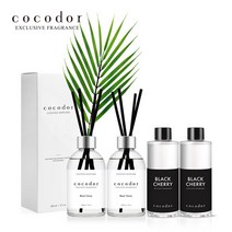 코코도르 화이트라벨 디퓨저 200ml X 2개 + 리필액 야자잎, 05_W디퓨저200ml/양재동꽃시장x2/009_리필200ml/숲속새벽공기X2+야자잎