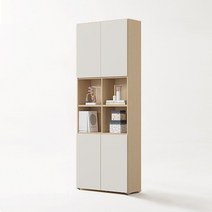 한샘 티오 격자책장 모던형 6단 80cm (컬러 택1), 화이트_오크_코튼그레이(E)