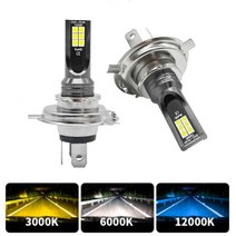 2Pcs 3030 H4 H7 LED 자동차 안개등 H11 H8 H9 H16JP H3 전조등 전구 9005 운전 램프 6000K 12V 24V, 06 H11, 02 6500K
