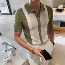 스포츠웨어 UV차단 시원한 기능성 냉감 골프 통기성 빈티지 스트라이프 반팔 티셔츠 의류