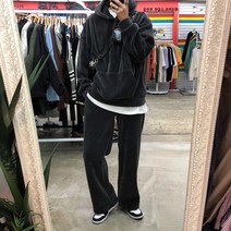디퍼 코듀로이 벨벳 후드 와이드팬츠 트레이닝 셋업