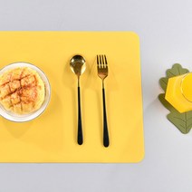 더이쁜 북유럽 파스텔 실리콘 테이블매트 식탁매트 5종, 옐로우