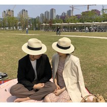남녀공용 파나마햇 바캉스모자 밀짚모자 휴가 중절모 자외선차단 벙거지