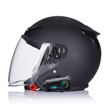 톰리 오픈페이스 블루투스 오토바이헬멧 반모 스쿠터헬멧 바이크, L, 매트블랙