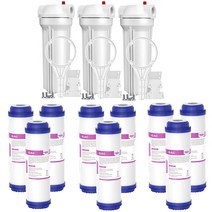 10 Inch Whole House Water Filter Housing System Carbon Block Replacement Filters172914, 3 Housing+9 GAC Filter
