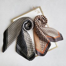 디어쇼룸 레이어 모노패턴 사각스카프 남여공용 실크 쁘띠 헤어리본 헤어스카프 실크스카프 머플러