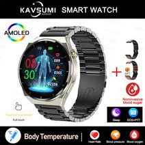 스마트밴드 혈당 스마트 워치 남자 심전도 모니터 혈압 체온 스포츠 방수 피트니스 트래커 Smartwatch, [01] Black Steel 2
