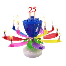 생일축하 회전 연꽃 멜로디초 + 숫자초 인기폭팔 파티 레인보우 칼라, 3개